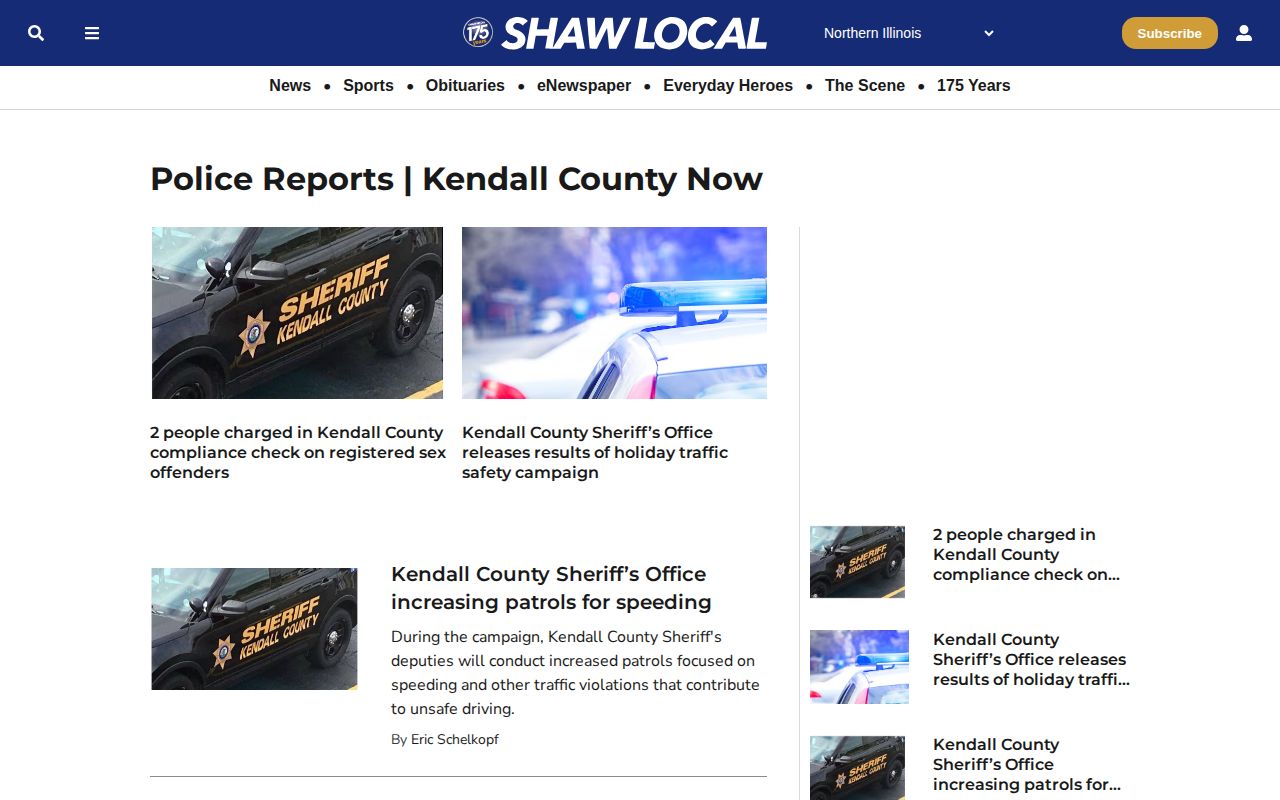 Shaw Local Kendall County police reports and arrest-news source